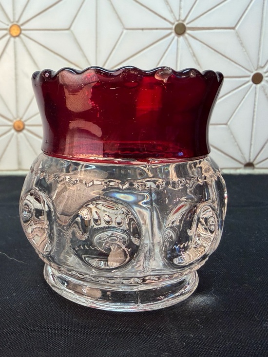 US Glass Company Other - Antique U.S. Glass Jewel Lacy Medallion Ruby Stained EAPG Toothpick Holder
